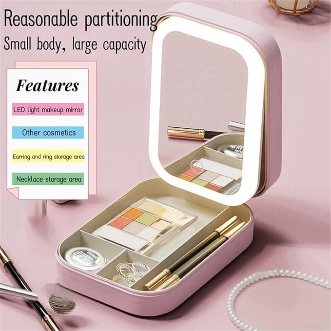 LED Mirror Makeup Storage Box